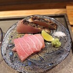 筵 - 刺身2種（長浜産鰆、高知天然鮪大トロ）