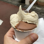 ジェラテリア・イル・ブリガンテ - ブルボン(マダガスカル)ヴァニラのカスタード+本日のチョコレート(ガーナ(ミルク))