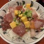 相撲茶屋 ちゃんこ 江戸沢 - 海鮮ちらしと鮮魚おろし竜田　1,000円
