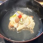 鮨旬美 西川 - たらの白子　海老芋　なめ茸　百合根　柚子胡椒　蕪蒸し