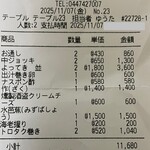 寿司と日本酒よってき - レシート