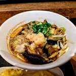 武蔵野うどん 澤村 - 肉茄子汁うどん、トッピングきのこ