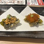 天ぷらと寿司 こじま - ウニのカナッペ、いくらカナッペ　