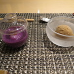 鯛良 - 紫いものおしるこ/黒糖のシャーベット