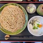 手打ちそば天ぷら 那央人 - 温玉とろろざる(細挽きそば)