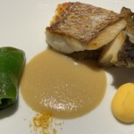 restaurant.m - 真鯛と鮑
      生姜ソース・黄身酢・万願寺唐辛子