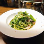 車庫 - 県産魚とトビイカ、からし菜のペペロンチーノ