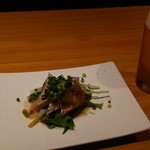 Ecchuu Uehara Ya - 上原屋名物！鮮魚の炙りカルパッチョ、生ビール