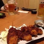 Teien tomoei - 食べ放飲み放題の生ビールと食べ放題の串カツ題のポテトフライ。