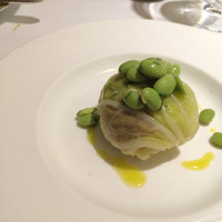 レストラン アラジン - セップ茸とホタテのちりめんキャベツ包み