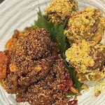 チャイニーズダイニング 結彩 - 帆立のアヒルの塩たまご炒め・ソフトシェルクラブのガーリックスパイス炒め