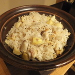Sengakuji Monzem Monya - 食事　栗御飯土鍋炊き つくね芋 くわい