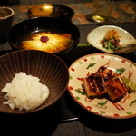 龍吟 - お食事 ご飯 天然大鰻蒲焼き 菊花椀 香の物
