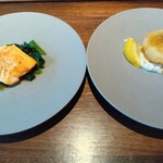 Crossroads Kitchen - サーモンのソテーとイカのフリット