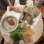 うどん山長 - 天ぷらと薬味