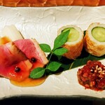 わらやき屋 - 本日の前菜2種盛り合わせ