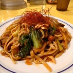 関谷スパゲティ - 11月前半［スペシャルスパゲティ］自家製赤ワイン麺 マグロホホ肉とチンゲン菜の辛口トマトソース