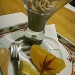 玉之湯 - 胡麻ムースモンブラン仕立て，フルーツ添え(2014年)