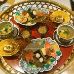 玉之湯 - 信濃旬彩盛り"月夜の宴"，南京饅頭 鶏味噌射込み　2人前です(2014年)