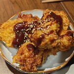 日本酒バルかぐら - 鶏天 八丁味噌かけ
