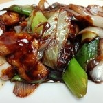 食事処 ときわ - 鳥とネギピリ辛炒め450円