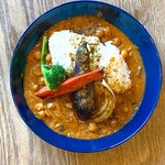 エコモレストラン - 「ひよこ豆とトマトのveganカレー」動物性原料不使用ながら食べ応え十分な少し甘めのカレーです。