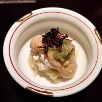 鳥焼き 小花 - 茄子素麺とササミを利用した胡桃ダレ和え