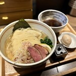 鴨出汁中華蕎麦 麺屋yoshiki - 鴨と蟹のつけ麺(醤油)＋大盛＋味玉