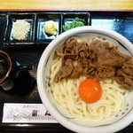 手造りうどん 楽々 - 黒毛和牛肉釜玉(H26.11.20)