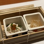 銀座 個室 蟹料理 わだつみ - 蟹のにこごり、白子ポン酢