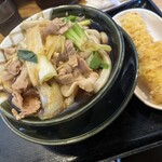 肉汁うどんの南哲 - ひや肉うどん　並盛　ちくわ天