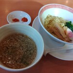 幸楽苑 - つけ麺熱盛+背脂+唐辛子