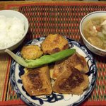 アジアンチャンプルー - 日替りランチ/タフイシと椎茸のチリマヨ焼