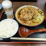 そばよし - かけそば¥410 + 舞茸天¥160 + 半ライス¥200