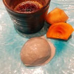 トランキリテ - 抹茶のクリームブリュレ、柿、ごまのあいす、りんごのコンポート