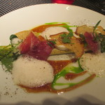 ラトリエ ドゥ ジョエル・ロブション - グリーンアスパラガスのプランシャ焼き　イベリコ生ハムと共に