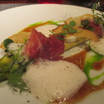 ラトリエ ドゥ ジョエル・ロブション - グリーンアスパラガスのプランシャ焼き　イベリコ生ハムと共に