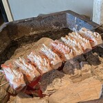 鮨旬美 西川 - 車海老の頭・炭火焼。