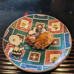 鮨旬美 西川 - 車海老の頭・炭火焼、芳ばしくて甘辛い味付け。