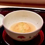 多仁本 - お料理の〆は枝豆と蓮根のひろうす　優しいお出汁が沁みますね