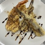 旅館　南荘 - 天ぷら　メヒカリが美味しい　天つゆでなくてバルサミコ酢