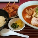 珍八香 - 味噌辛口チャーシューセット からあげで
