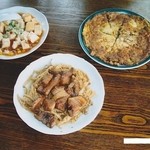芋仔蕃薯 - 2005年の豚肉の醤油煮込みとタケノコ和え､切り干し大根入りのオムレツ､麻婆豆腐