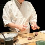 串揚げ料理 かわた - ここから2時間かけてじっくり揚げられる紅はるか