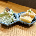 風の食堂 - シャインマスカットと柿の白和え