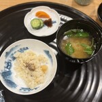 日本料理 一会 - 百合根バター＋零余子、味噌汁、漬物