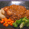 ビストロ サンク - ランチセット 1200円 の若鶏モモ肉のソテー レンズ豆のスパイスソース