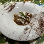 ピッツェリア エ オステリア パドリーノ - 滋賀県産近江鴨と栗のラグー栗粉とココアを練りんだストラッチ