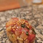 鮨 赫 sushi aka Tokyo - 【お萩】はトロタクのこと。なんか大将ここでボケてた