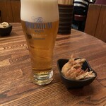 おちゃけや - ビールと付き出しです｡